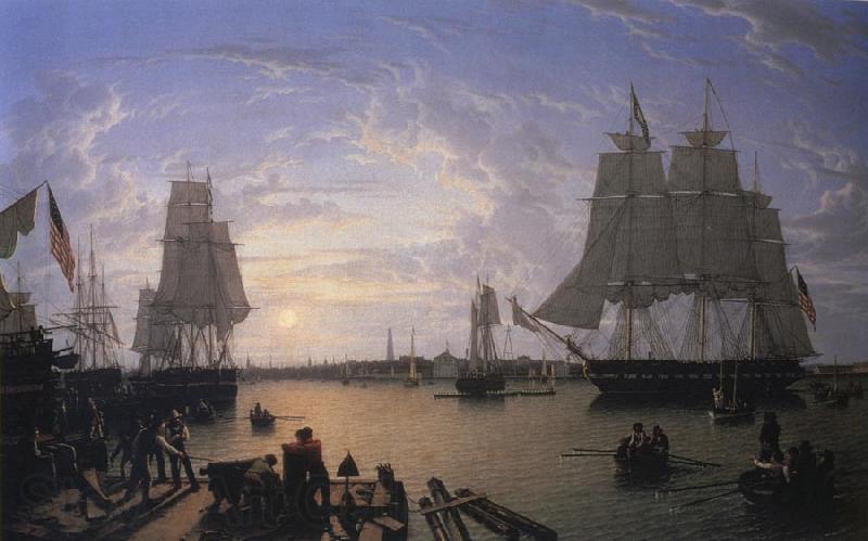 Robert Salmon The Boston Harbor from Constitution Wharf Spain oil painting art